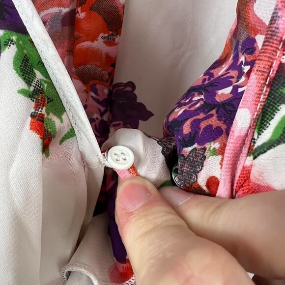 Une âmi White Floral Ruffle Maxi Dress – Long Sleeve, Side Slit, Size Large - Picture 6 of 8